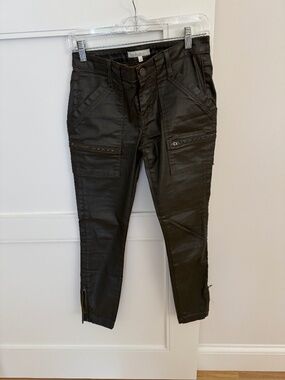 Joie Park skinny wax coated pants green color size 27